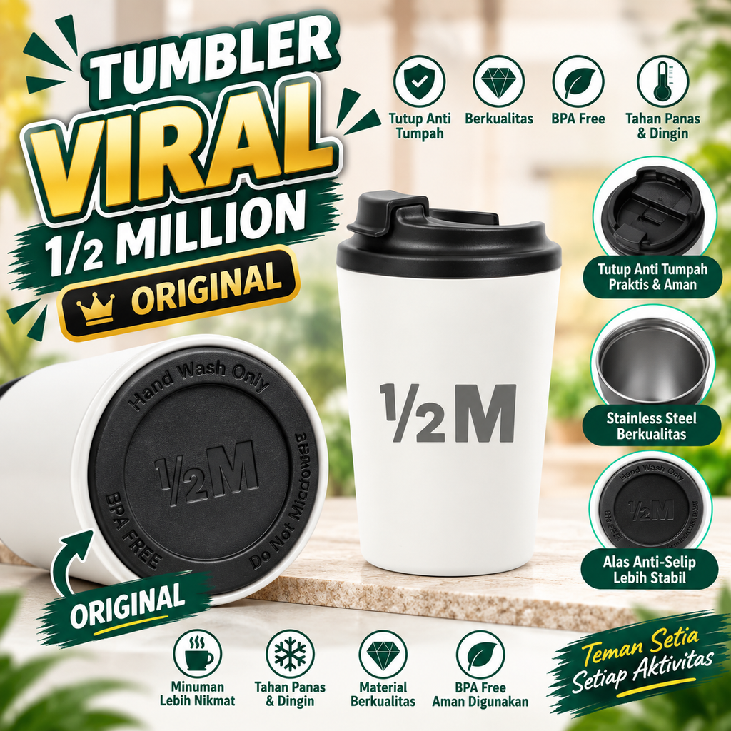 TUMBLER 1/2 MILION VIRAL WARNA PUTIH