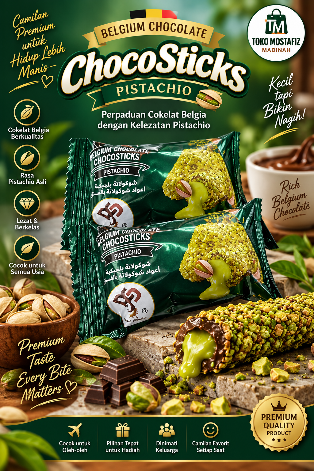 BELGIUM CHOCOLATE VIRAL PICTACHIO FLAVOUR 1KG