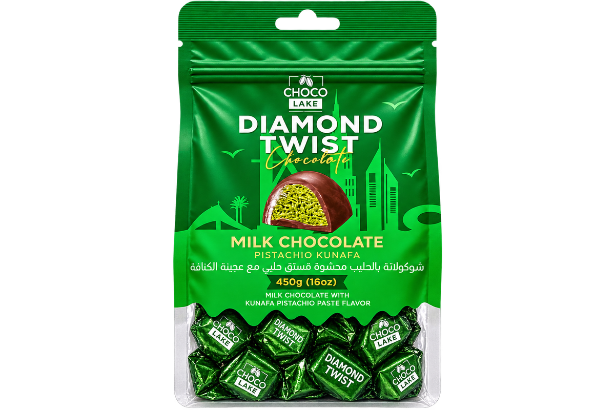 DIAMOND TWIST PISTACHIO AND KUNAFA FLAVOUR